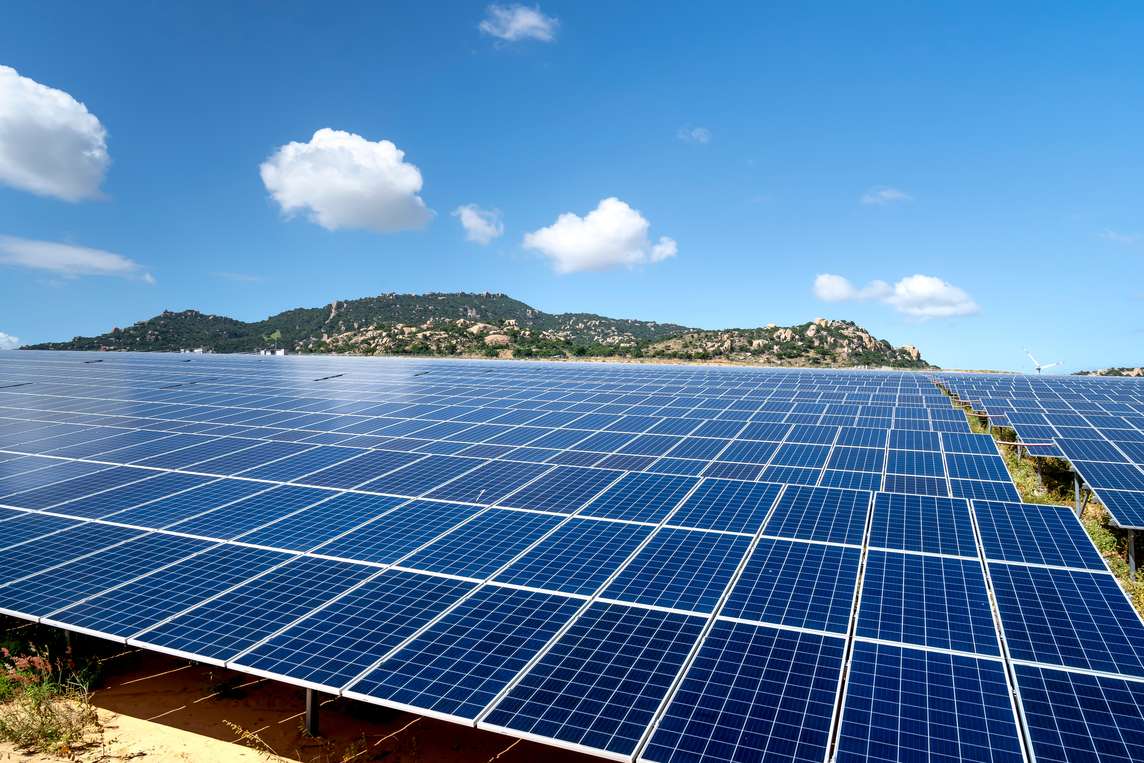 Solar Panels on Green Grass Field Under the Blue Sky